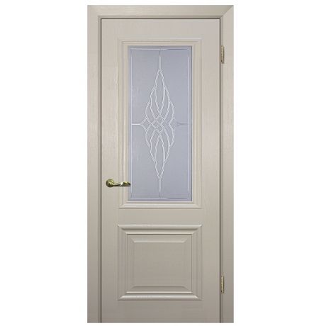 Дверное полотно Мариам Классик-1 ПВХ Бланжевое дерево стекло сатинат контурный полимер бесцветный 2000х900 мм