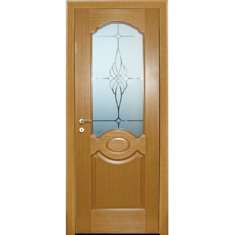 Дверное полотно Мариам Милано шпон Светлый дуб стекло сатинат 2000х900 мм