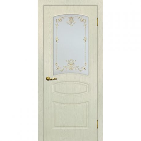 Дверное полотно Мариам Сиена-5 ПВХ Ваниль стекло белый сатинат золото 2000х700 мм