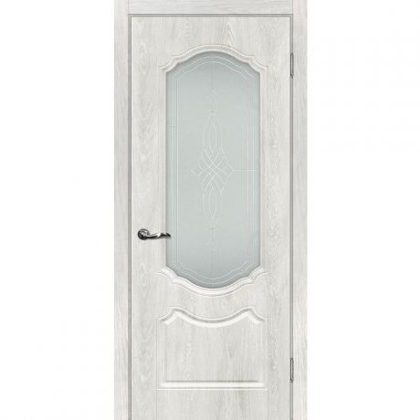 Дверное полотно Мариам Сиена-2 ПВХ шале Дуб жемчужный стекло белый сатинат серебро 2000х800 мм