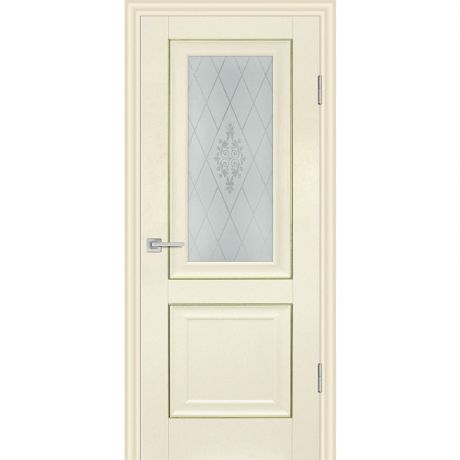 Дверное полотно Profilo Porte PSB-27 Baguette экошпон Ваниль стекло белый сатинат 2000х700 мм