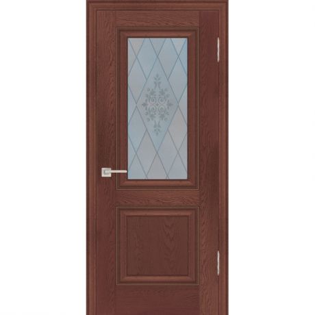 Дверное полотно Profilo Porte PSB-27 Baguette экошпон Дуб Оксфорд темный стекло белый сатинат 2000х700 мм