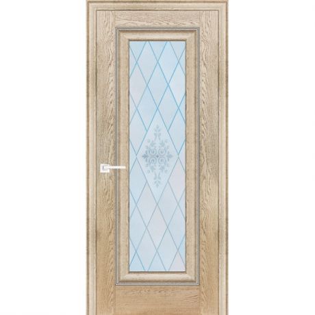 Дверное полотно Profilo Porte PSB-25 Baguette экошпон Дуб Гарвард кремовый стекло белый сатинат 2000х800 мм