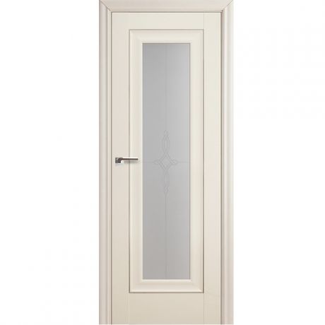 Дверное полотно Profil Doors 24Х экошпон Эшвайт со стеклом Узор 3 матовое 2000х600 мм молдинг серебро