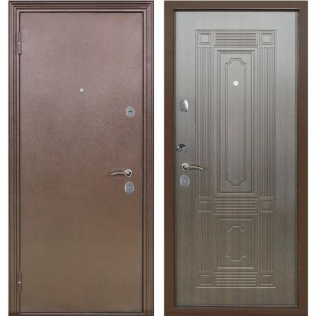 Дверь входная металлическая Меги 541 левая 2050х870 мм снаружи металл Медный антик внутри МДФ Венге