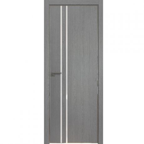 Дверное полотно Profil Doors 35ZN экошпон Грувд серый стекло белое матовое 2000х600 мм с врезкой под магнитный замок и скрытые петли
