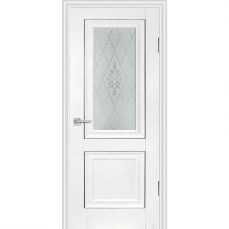 Дверное полотно Profilo Porte PSB-27 Baguette экошпон Пломбир стекло белый сатинат 2000х900 мм