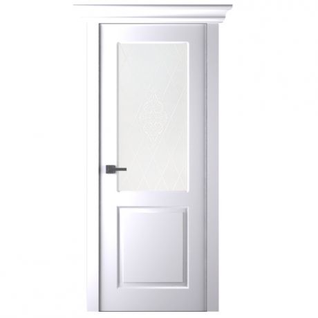 Дверное полотно Belwooddoors Альта эмаль белая стекло мателюкс кристаллайз 2000х600 мм