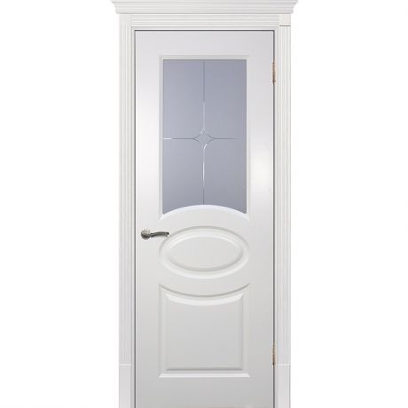Дверное полотно Текона Смальта 12 молочное RAL 9010 стекло белый сатинат 2000х600 мм