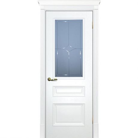 Дверное полотно Текона Смальта 06 белое RAL 9003 стекло белый сатинат 2000х700 мм