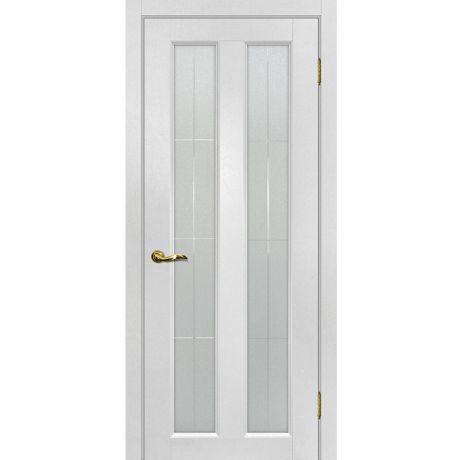 Дверное полотно Мариам Тоскана-5 ПВХ Пломбир стекло белый сатинат решетка 2000х700 мм