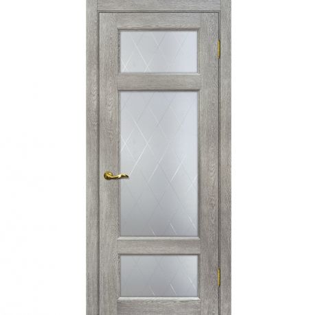 Дверное полотно Мариам Тоскана-3 ПВХ Чиаро гриджио стекло белый сатинат ромб 2000х600 мм