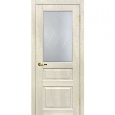 Дверное полотно Мариам Тоскана-2 ПВХ Бьянко стекло белый сатинат ромб 2000х600 мм