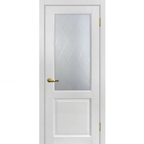 Дверное полотно Мариам Тоскана-1 ПВХ Пломбир стекло белый сатинат ромб 2000х700 мм