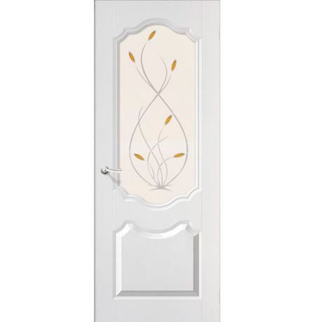 Дверное полотно Ростра Орхидея ПВХ белоснежное остекленное 2000х600 мм