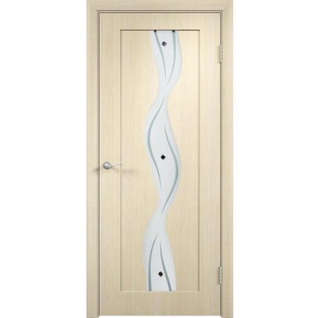 Дверное полотно Мариам Вираж ПВХ Беленый дуб остекленное 2000х900 мм