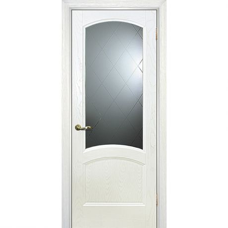 Дверное полотно Текона Вайт 01 шпон Ясень айсберг стекло Готика белое 2000х700 мм