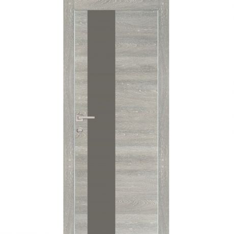Дверное полотно Profilo Porte РХ-6 Crome экошпон Дуб грей патина стекло серый лакобель 2000х800 мм