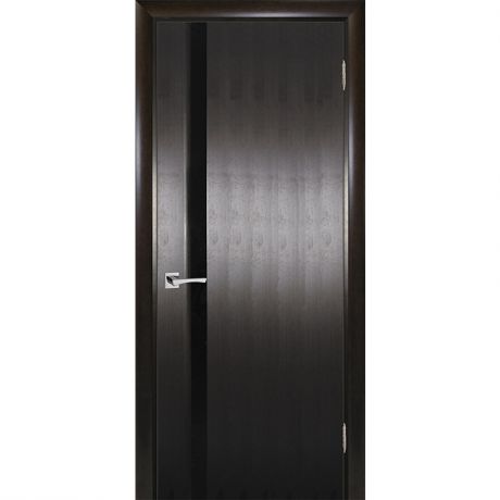 Дверное полотно Текона Страто 01 шпон Черный дуб тонированный стекло черный триплекс 2000х900 мм