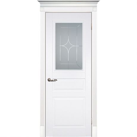 Дверное полотно Текона Смальта 01 белое RAL 9003 стекло белый сатинат 2000х900 мм
