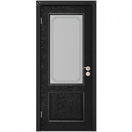 Дверное полотно Юркас Шервуд-3 шпон Эмаль черная остекленное 2000х600 мм