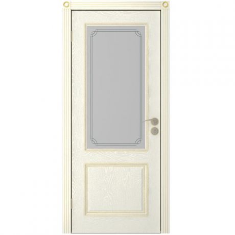 Дверное полотно Юркас Шервуд-3 шпон Эмаль крем остекленное 2000х600 мм