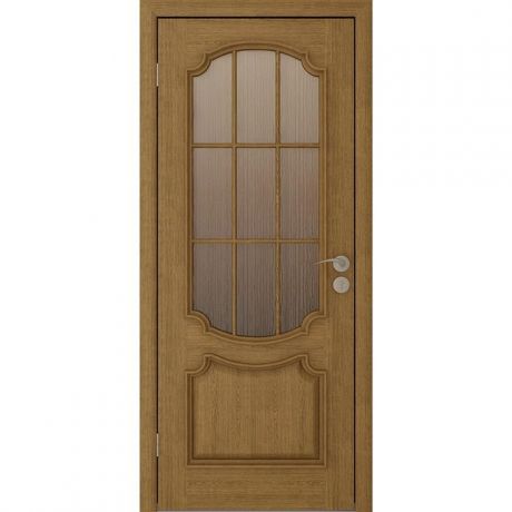 Дверное полотно Юркас Престиж шпон Дуб натуральный остекленное с рамкой 2000х600 мм