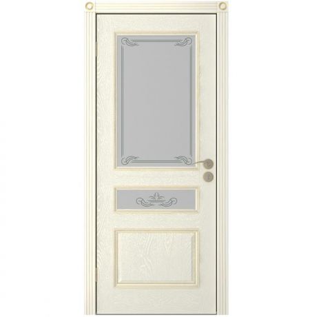 Дверное полотно Юркас Вена шпон Эмаль крем остекленное 2000х900 мм
