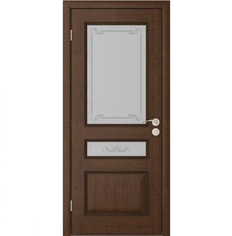 Дверное полотно Юркас Вена шпон Каштан остекленное 2000х800 мм