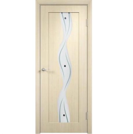 Дверное полотно Мариам Вираж ПВХ Беленый дуб остекленное 2000х600 мм