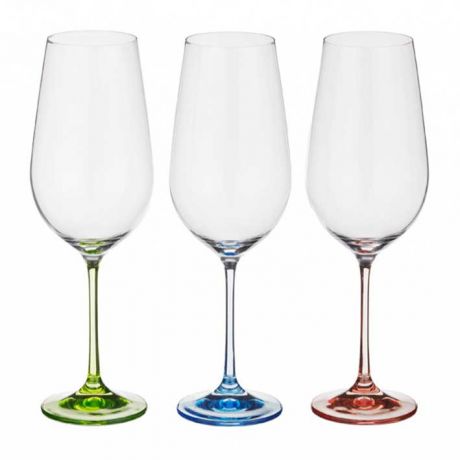 Набор бокалов для вина CRYSTALEX Виола 6шт 250мл цветные ножки стекло, 40729/382620/250