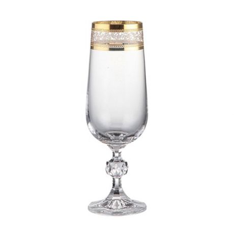 Набор бокалов для шампанского CRYSTALEX Клаудия, 6шт, 180мл, панто золото, стекло, 40149/43081/180