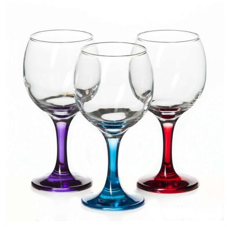 Набор бокалов для вина PASABAHCE Enjoy 3шт 290мл цветная ножка стекло, 96179