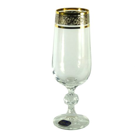 Набор бокалов для шампанского CRYSTALEX Клавдия 180мл 6шт, панто платина стекло, 40149/43249/180