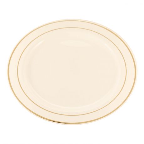 Набор тарелок одноразовых пластиковый Премиум, 23см, 6шт, белая с серебристой отводкой, 5029260