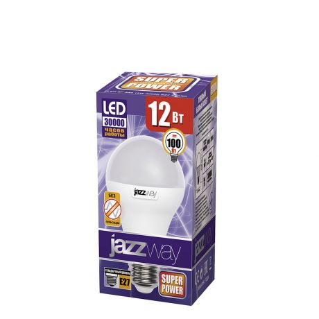 Лампа светодиодная PLED A60 12w 3000K E27 Jazzway