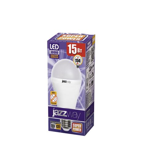 Лампа светодиодная PLED A60 15w 3000K E27 Jazzway