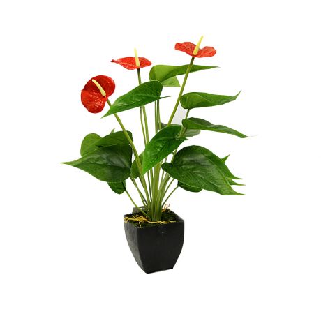 Растение искусственное GREEN BELT Антуриум, h42см, красный, пластиковый горшок