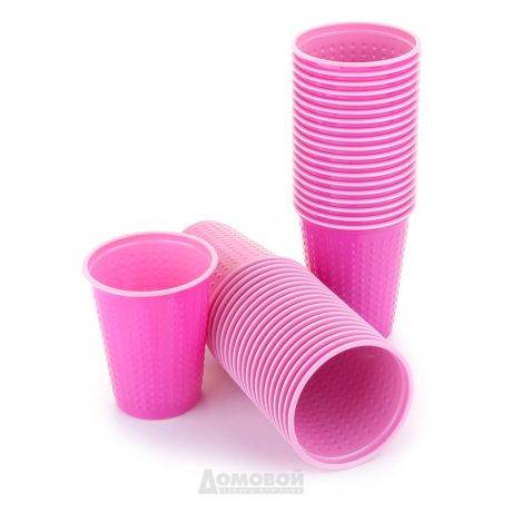 Набор стаканов одноразовых пластиковый Колорикс, 200мл, розовые, 162914