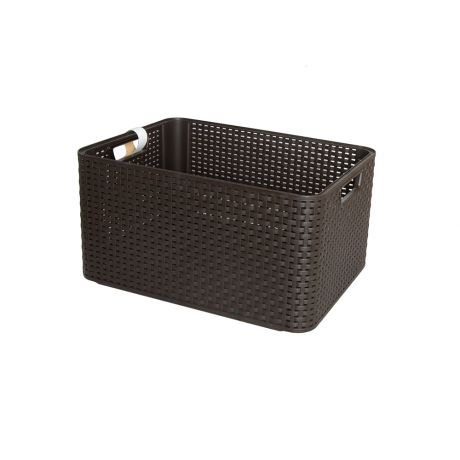Корзина для хранения CURVER Rattan Style Box , 29х19х13см, пластик, тёмно-коричневая