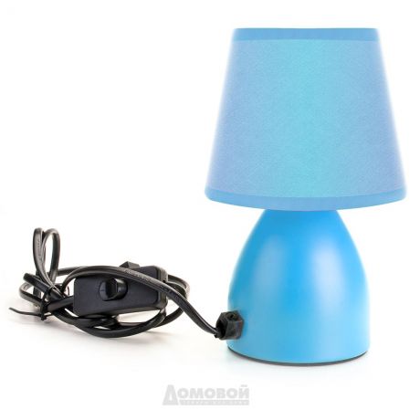 Лампа настольная 1*Е14*25Вт D. h 19 см DE1202 , 220В, сталь и ткань, голубая