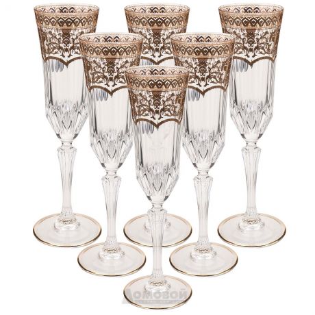 Набор бокалов для шампанского ASTRA GOLD Cristal, 180мл, 6шт, с декором хрустальное стекло, 60694