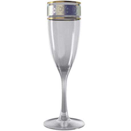 Набор бокалов для шампанского, ГУСЬ ХРУСТАЛЬНЫЙ 6шт, 170мл, с декором, стекло, TL31-1687