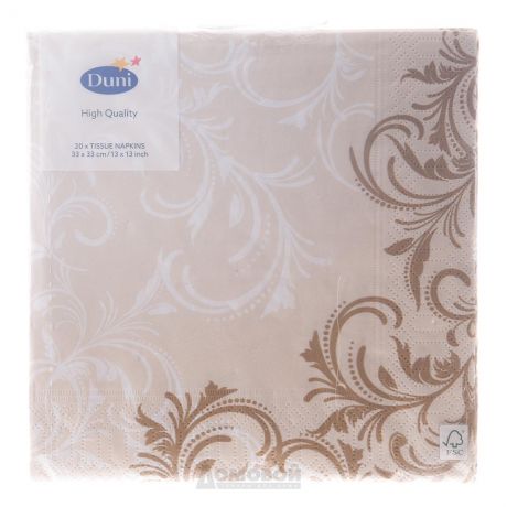 Салфетки бумажные DUNI Grace Cream, 3-слойные, 33 см, 20 шт., 173265