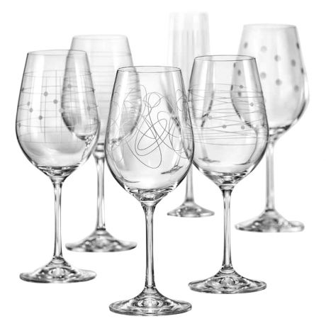 Набор бокалов для вина CRYSTALEX Виола, 450мл, 6шт, декор белый принт, стекло, 40729/379712/450