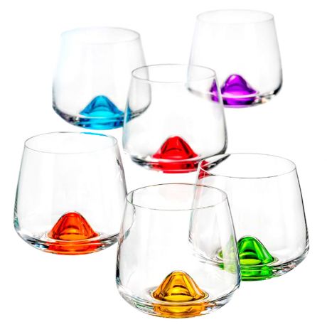 Набор стаканов CRYSTALEX Айленд Ассорти 6шт 310мл, низкие цветное стекло, 25267/D4725/310