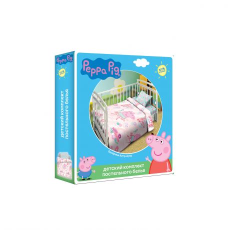 Комплект постельного белья Peppa Pig Пеппа балерина детский, 110х150см, наволочка 40х60см, поплин