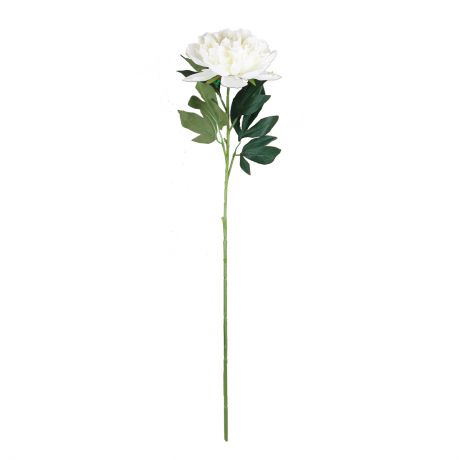 Растение искусственное Пион, h85см, белый, полиэстер