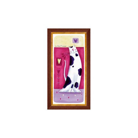 Картина постер в раме POSTERMARKET Кот с цветами, 23х50см