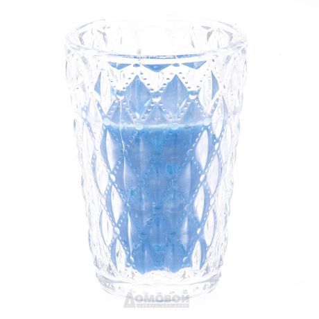 Свеча HOME DECOR Резное стекло, 7,5x11см, голубая